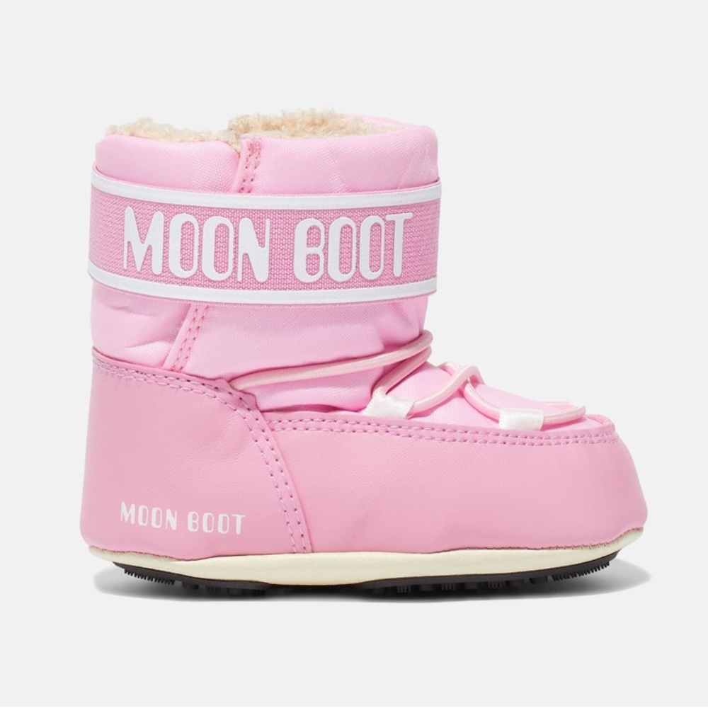 New Moon Boot Crib Light Pink Nylon Faux Shearling Lining Little Girls 2C 🧡🎀